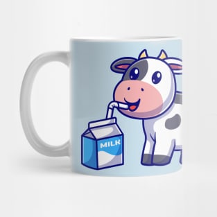 Cute Cow Drink Milk Box Cartoon Mug